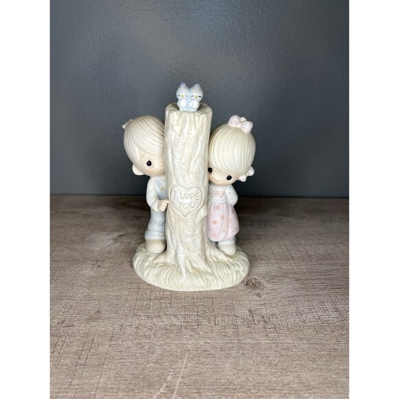 Precious Moments Thee I Love Figurine E-3116 I Love You Boy Girl Tree Hourglass - Picture 1 of 6